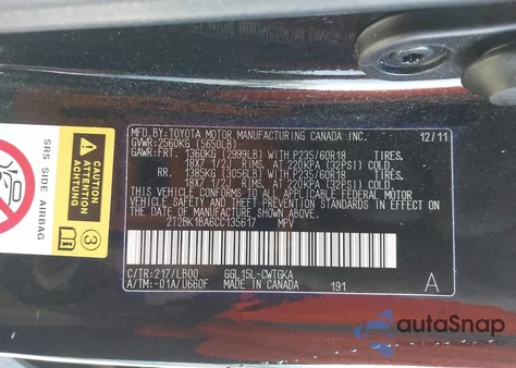 2012 Lexus Rx 350 z USA, uszkodzony, nr VIN 2T2BK1BA6CC135617